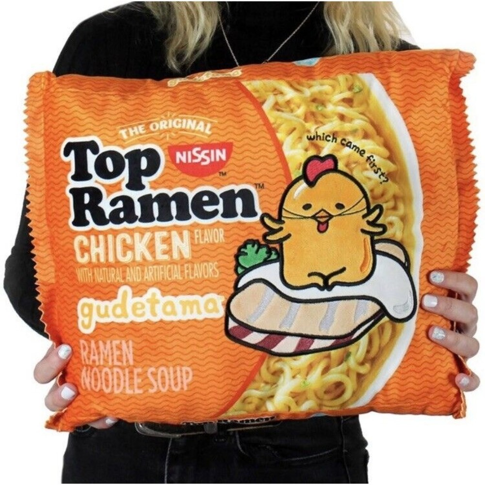 Top Ramen & Gudetama the Lazy Egg ~ 16" Plush Pillow ~ by Kidrobot ~ New w/ Tag